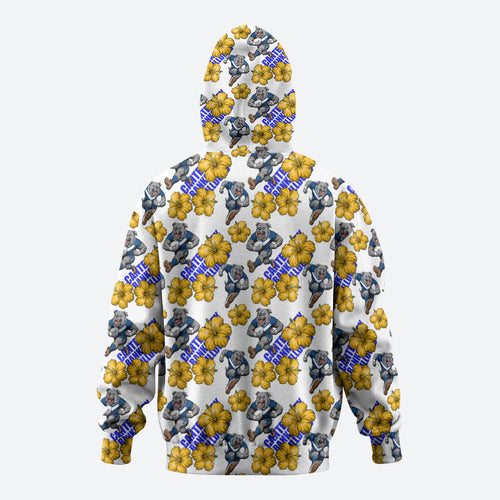 Canterbury-Bankstown Bulldogs Zip Hoodie Tropical Hibiscus Floral Seamless Rugby Mascot
