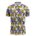 Canterbury-Bankstown Bulldogs Zipper Polo Shirt Tropical Hibiscus Floral Seamless Rugby Mascot