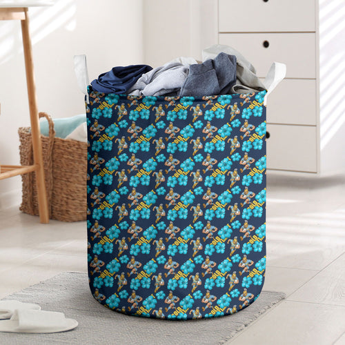 Gold Coast Titans Laundry Basket Tropical Hibiscus Floral Seamless Rugby Mascot
