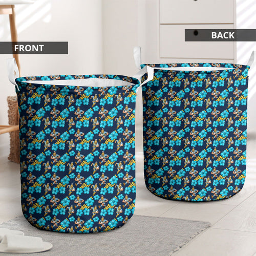 Gold Coast Titans Laundry Basket Tropical Hibiscus Floral Seamless Rugby Mascot
