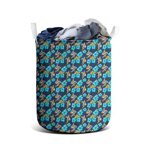 Gold Coast Titans Laundry Basket Tropical Hibiscus Floral Seamless Rugby Mascot