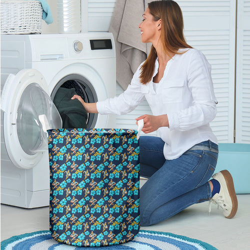 Gold Coast Titans Laundry Basket Tropical Hibiscus Floral Seamless Rugby Mascot