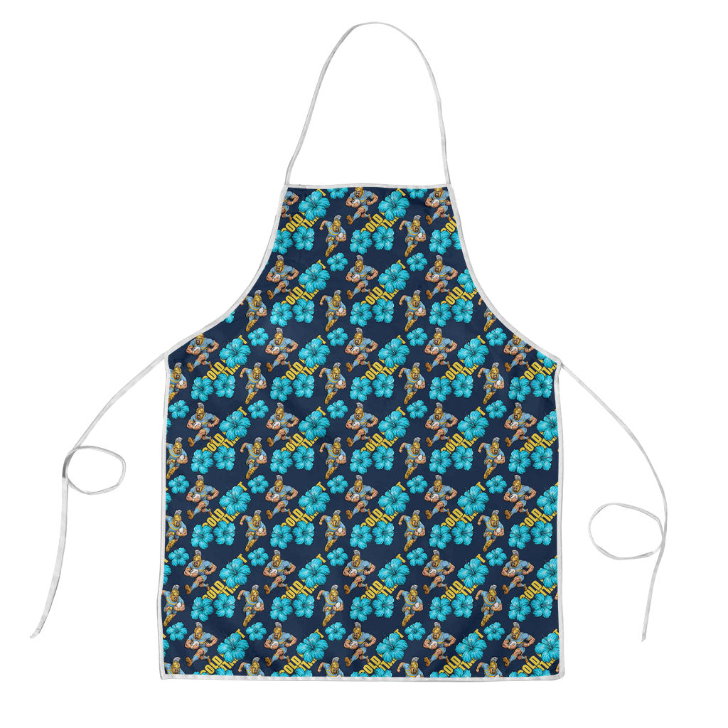 Gold Coast Titans Apron Tropical Hibiscus Floral Seamless Rugby Mascot