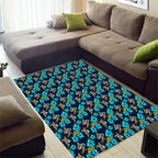 Gold Coast Titans Area Rug Tropical Hibiscus Floral Seamless Rugby Mascot