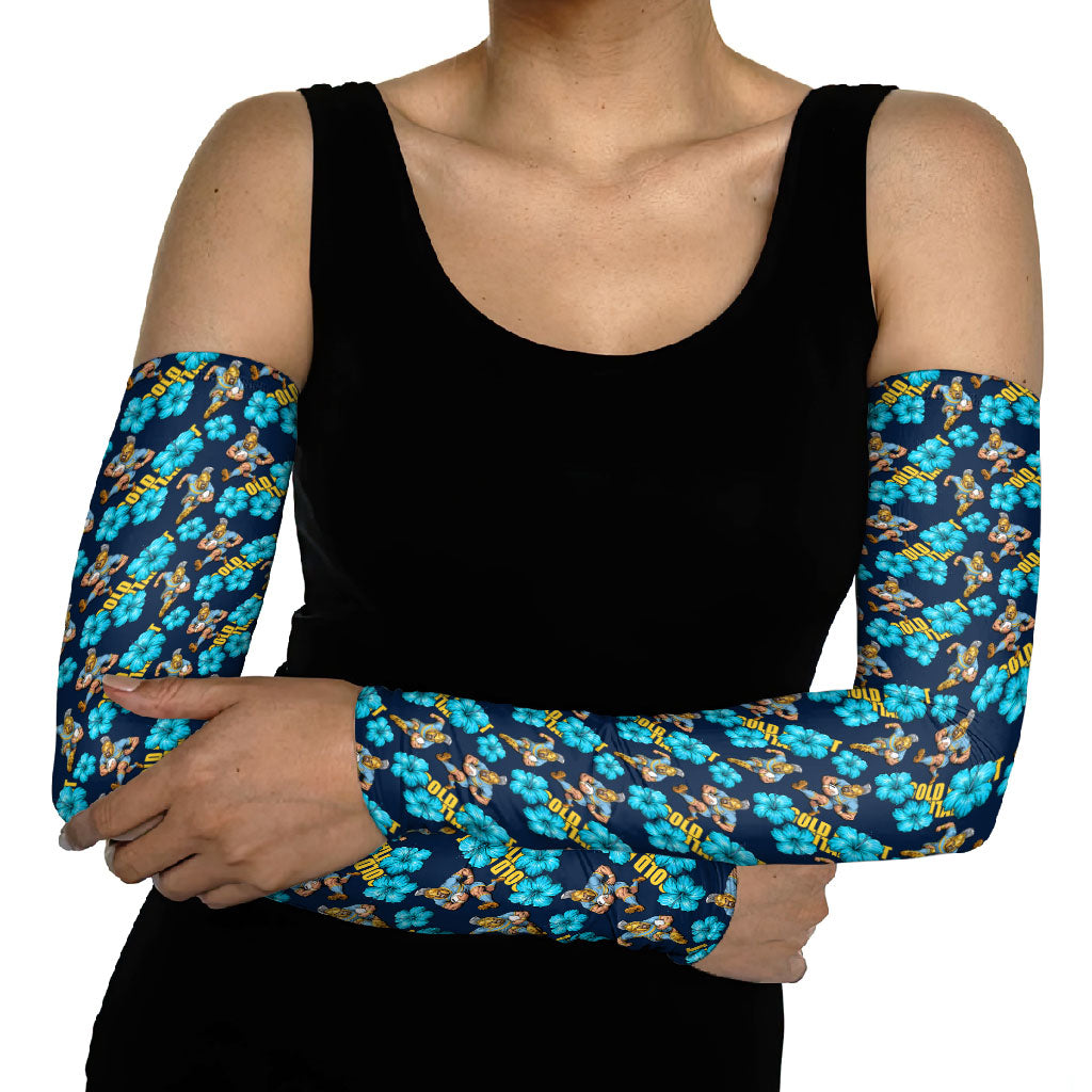 Gold Coast Titans Arm Sleeves Tropical Hibiscus Floral Seamless Rugby Mascot