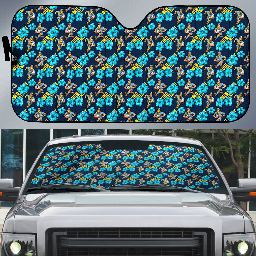 Gold Coast Titans Auto Sun Shade Tropical Hibiscus Floral Seamless Rugby Mascot