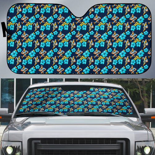 Gold Coast Titans Auto Sun Shade Tropical Hibiscus Floral Seamless Rugby Mascot