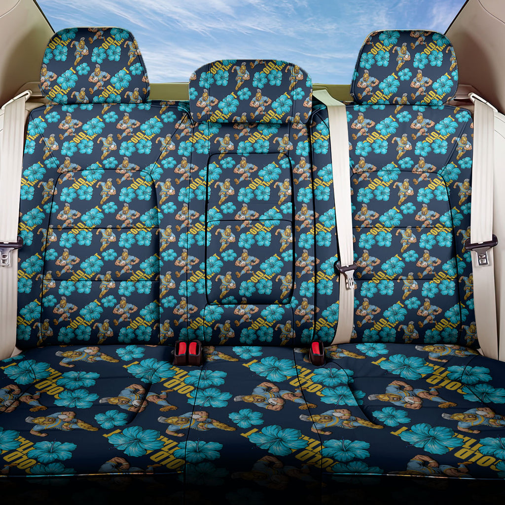 Gold Coast Titans Back Car Seat Cover Tropical Hibiscus Floral Seamless Rugby Mascot