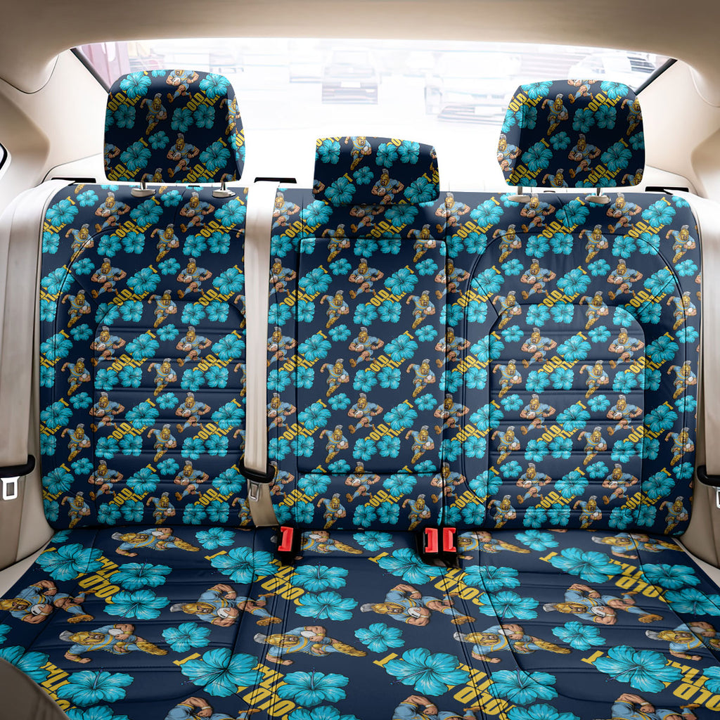 Gold Coast Titans Back Car Seat Cover Tropical Hibiscus Floral Seamless Rugby Mascot