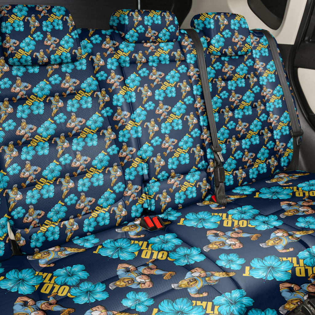 Gold Coast Titans Back Car Seat Cover Tropical Hibiscus Floral Seamless Rugby Mascot