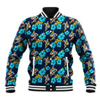 Gold Coast Titans Baseball Jacket Tropical Hibiscus Floral Seamless Rugby Mascot