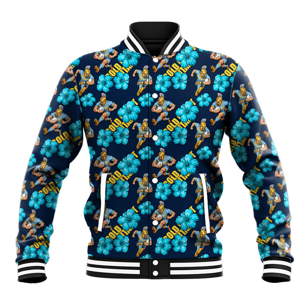 Gold Coast Titans Baseball Jacket Tropical Hibiscus Floral Seamless Rugby Mascot