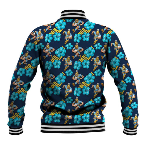 Gold Coast Titans Baseball Jacket Tropical Hibiscus Floral Seamless Rugby Mascot