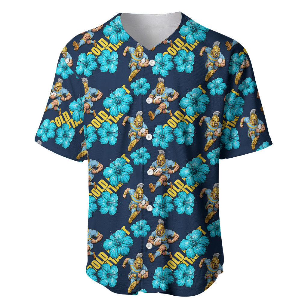 Gold Coast Titans Baseball Jersey Tropical Hibiscus Floral Seamless Rugby Mascot
