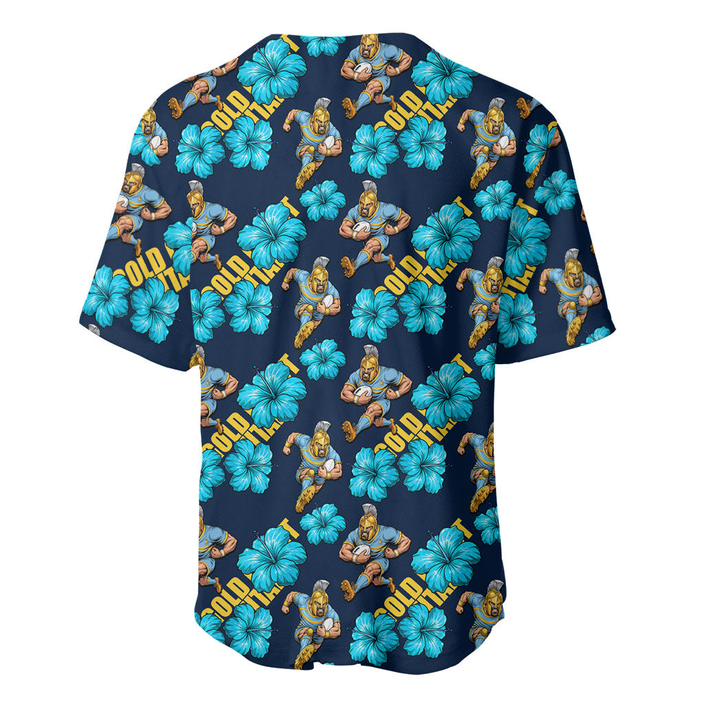 Gold Coast Titans Baseball Jersey Tropical Hibiscus Floral Seamless Rugby Mascot
