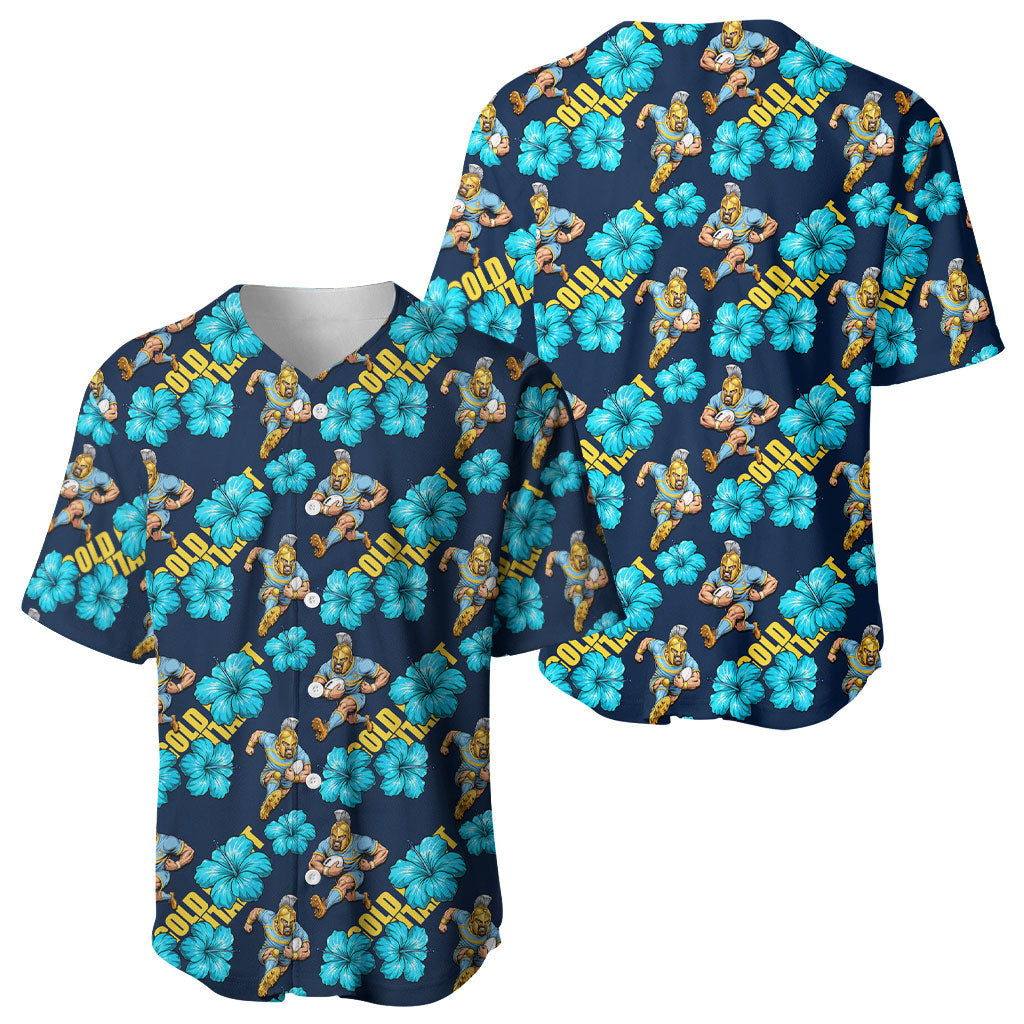 Gold Coast Titans Baseball Jersey Tropical Hibiscus Floral Seamless Rugby Mascot