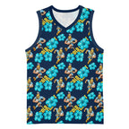 Gold Coast Titans Basketball Jersey Tropical Hibiscus Floral Seamless Rugby Mascot