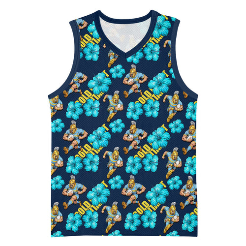 Gold Coast Titans Basketball Jersey Tropical Hibiscus Floral Seamless Rugby Mascot