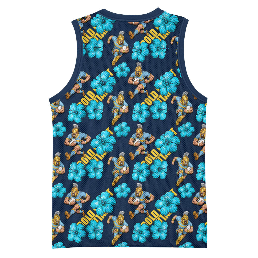 Gold Coast Titans Basketball Jersey Tropical Hibiscus Floral Seamless Rugby Mascot