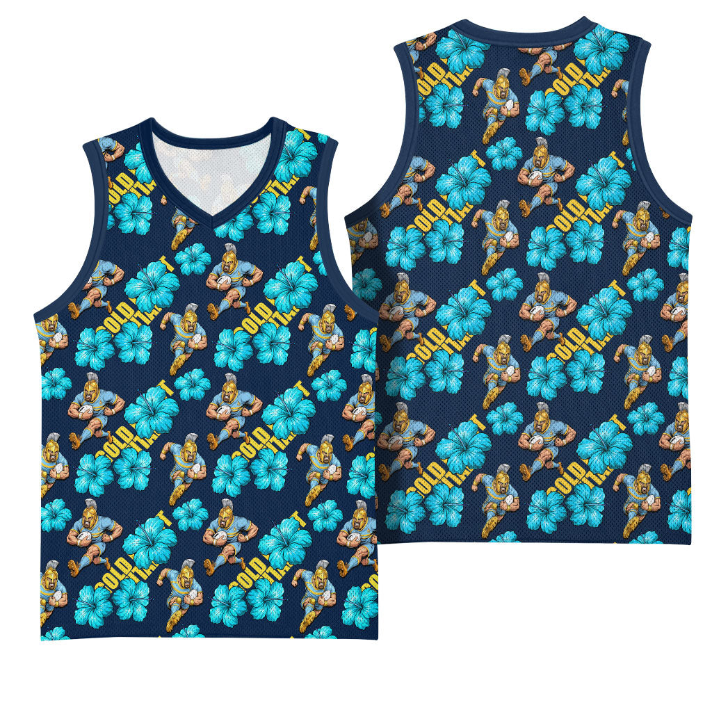 Gold Coast Titans Basketball Jersey Tropical Hibiscus Floral Seamless Rugby Mascot
