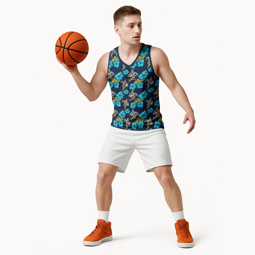 Gold Coast Titans Basketball Jersey Tropical Hibiscus Floral Seamless Rugby Mascot