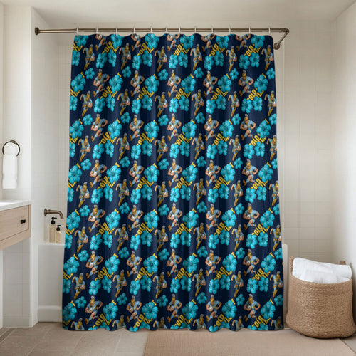 Gold Coast Titans Bathroom Set Tropical Hibiscus Floral Seamless Rugby Mascot
