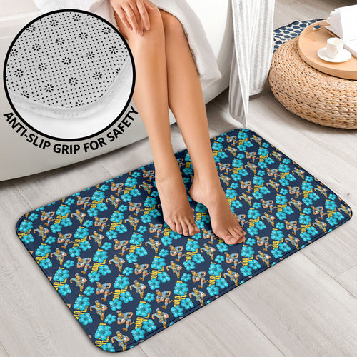 Gold Coast Titans Bathroom Set Tropical Hibiscus Floral Seamless Rugby Mascot