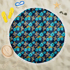 Gold Coast Titans Beach Blanket Tropical Hibiscus Floral Seamless Rugby Mascot