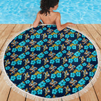 Gold Coast Titans Beach Blanket Tropical Hibiscus Floral Seamless Rugby Mascot
