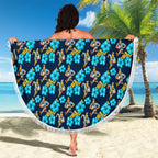 Gold Coast Titans Beach Blanket Tropical Hibiscus Floral Seamless Rugby Mascot
