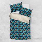 Gold Coast Titans Bedding Set Tropical Hibiscus Floral Seamless Rugby Mascot