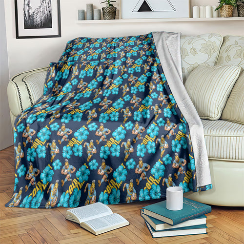 Gold Coast Titans Blanket Tropical Hibiscus Floral Seamless Rugby Mascot