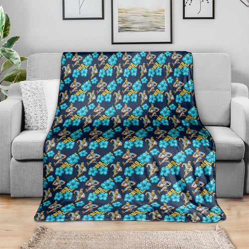 Gold Coast Titans Blanket Tropical Hibiscus Floral Seamless Rugby Mascot