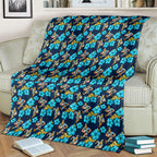 Gold Coast Titans Blanket Tropical Hibiscus Floral Seamless Rugby Mascot