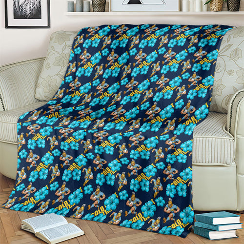 Gold Coast Titans Blanket Tropical Hibiscus Floral Seamless Rugby Mascot