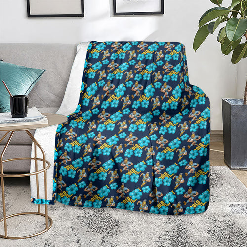 Gold Coast Titans Blanket Tropical Hibiscus Floral Seamless Rugby Mascot