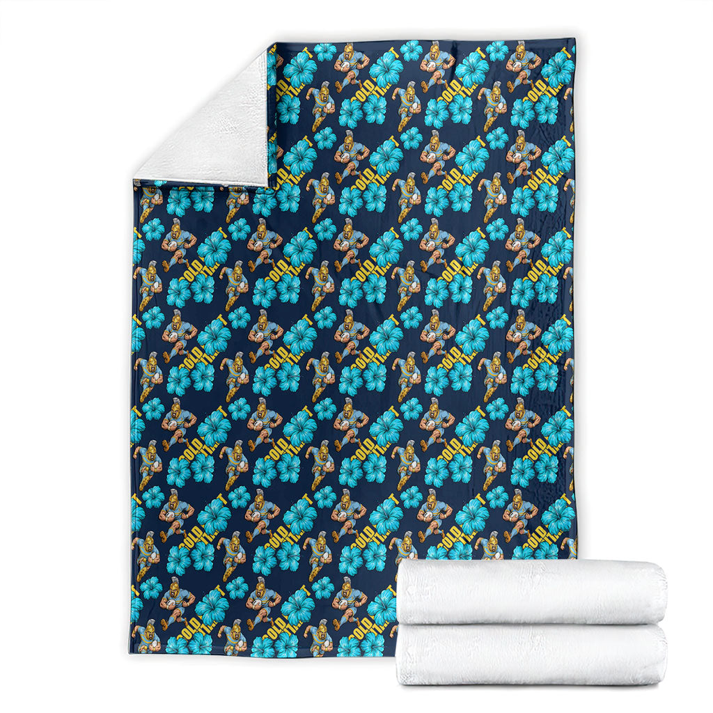 Gold Coast Titans Blanket Tropical Hibiscus Floral Seamless Rugby Mascot