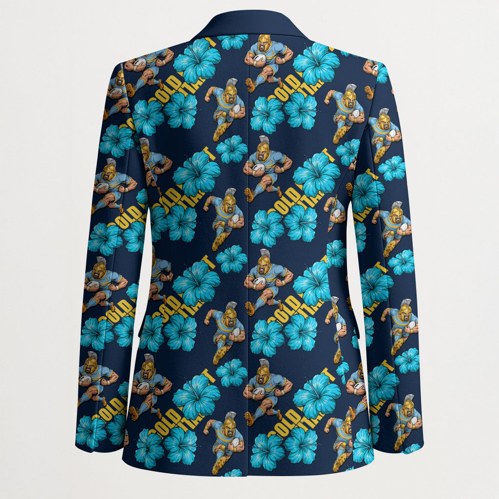 Gold Coast Titans Blazer Tropical Hibiscus Floral Seamless Rugby Mascot