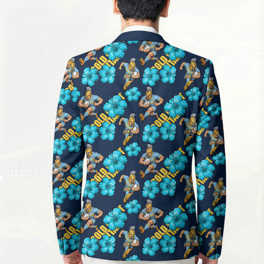 Gold Coast Titans Blazer Tropical Hibiscus Floral Seamless Rugby Mascot