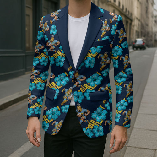 Gold Coast Titans Blazer Tropical Hibiscus Floral Seamless Rugby Mascot