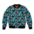 Gold Coast Titans Bomber Jacket Tropical Hibiscus Floral Seamless Rugby Mascot
