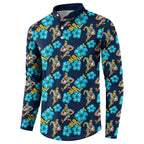 Gold Coast Titans Button Sweatshirt Tropical Hibiscus Floral Seamless Rugby Mascot