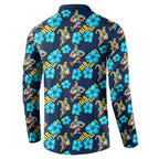 Gold Coast Titans Button Sweatshirt Tropical Hibiscus Floral Seamless Rugby Mascot