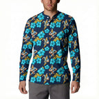 Gold Coast Titans Button Sweatshirt Tropical Hibiscus Floral Seamless Rugby Mascot