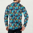 Gold Coast Titans Button Sweatshirt Tropical Hibiscus Floral Seamless Rugby Mascot
