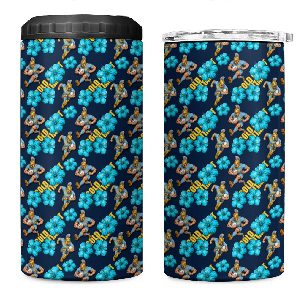Gold Coast Titans 4 in 1 Can Cooler Tumbler Tropical Hibiscus Floral Seamless Rugby Mascot