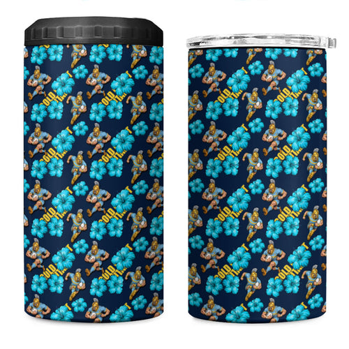 Gold Coast Titans 4 in 1 Can Cooler Tumbler Tropical Hibiscus Floral Seamless Rugby Mascot