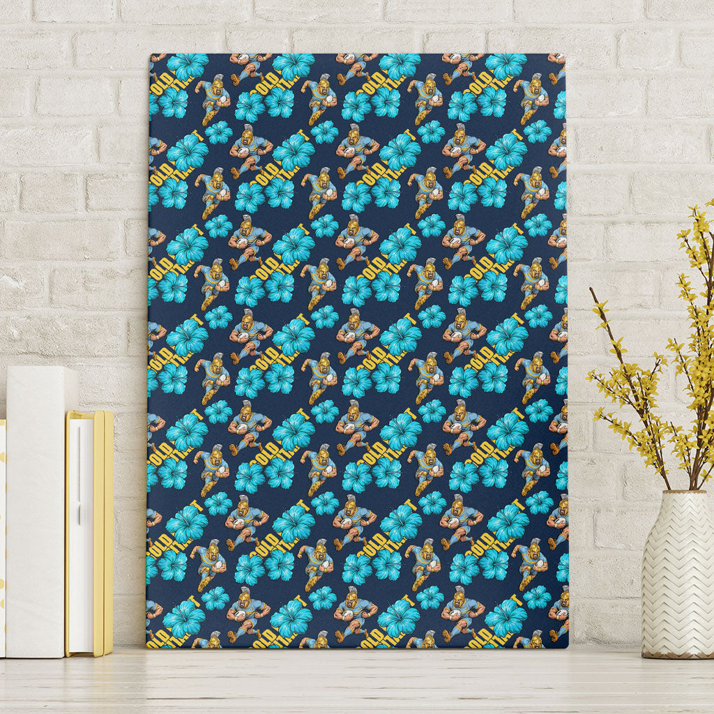 Gold Coast Titans Canvas Wall Art Tropical Hibiscus Floral Seamless Rugby Mascot