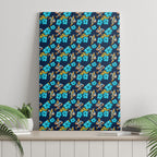 Gold Coast Titans Canvas Wall Art Tropical Hibiscus Floral Seamless Rugby Mascot