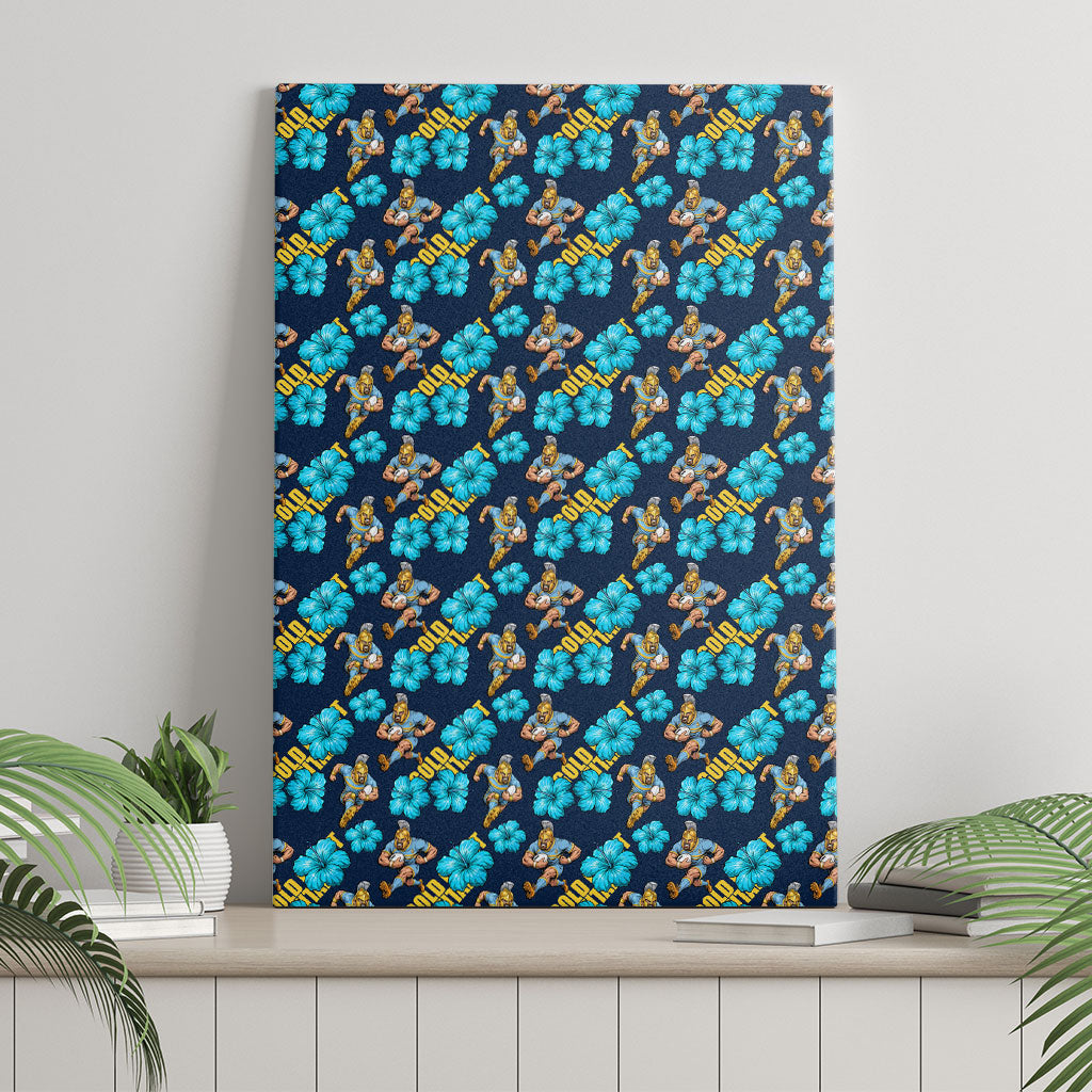 Gold Coast Titans Canvas Wall Art Tropical Hibiscus Floral Seamless Rugby Mascot